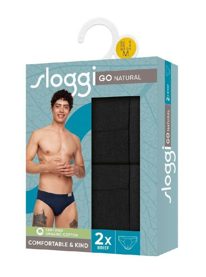 Ανδρικό σλιπ μαύρο σε πακέτο 2τμχ. Sloggi men Go natural H brief C2P