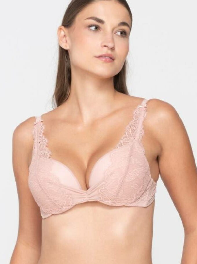 Σουτιέν δαντέλα super push-up σε ροζ χρώμα Luna Orchidea 14090