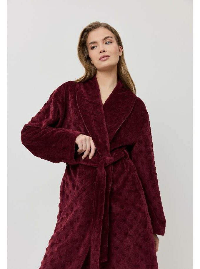Χειμωνιάτικη ρόμπα fleece μπορντώ Aruelle Collete